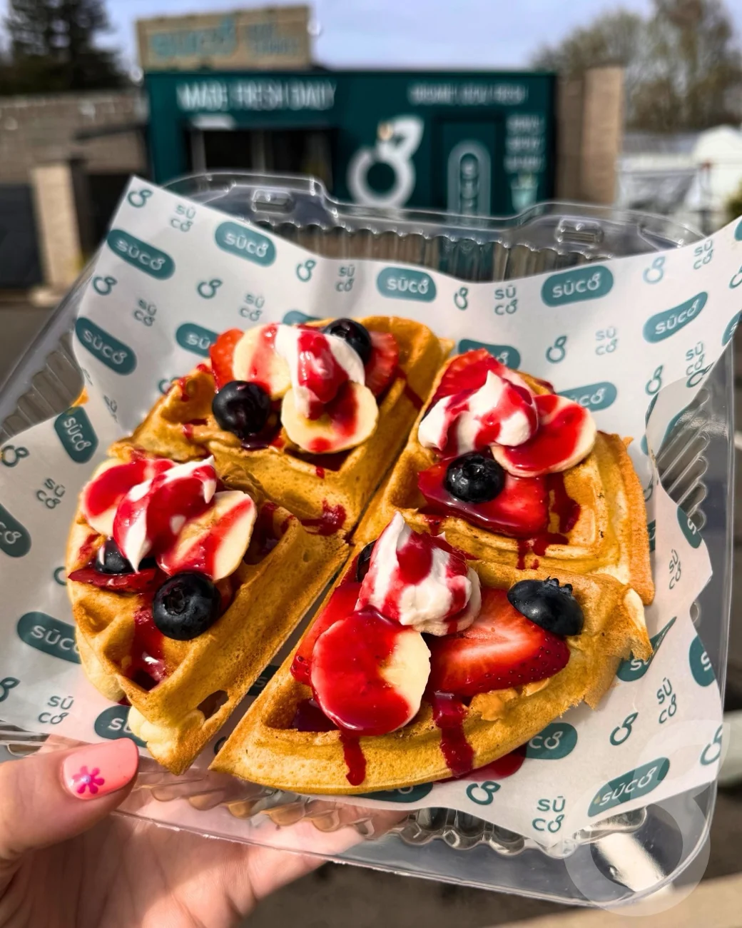 Berry Bliss Waffle photographed at Sūco Café Express