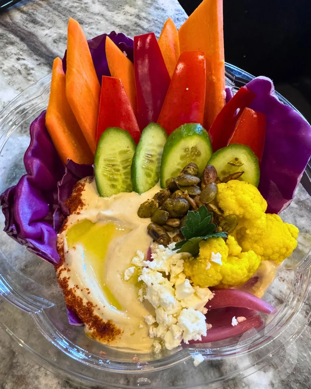 Mediterranean Hummus Bowl photographed at Sūco Café Express
