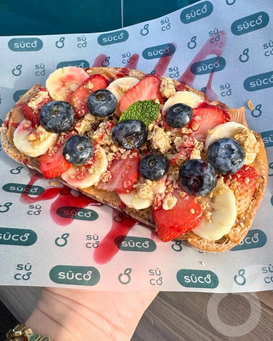 PB Berry Granola Toast photographed at Sūco Café Express